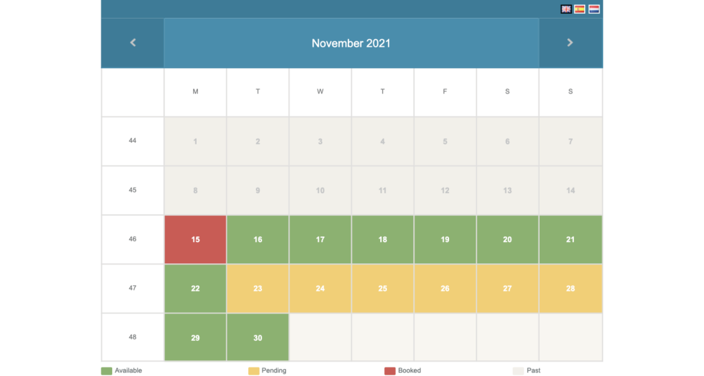 Availability Calendar Clex Soft
